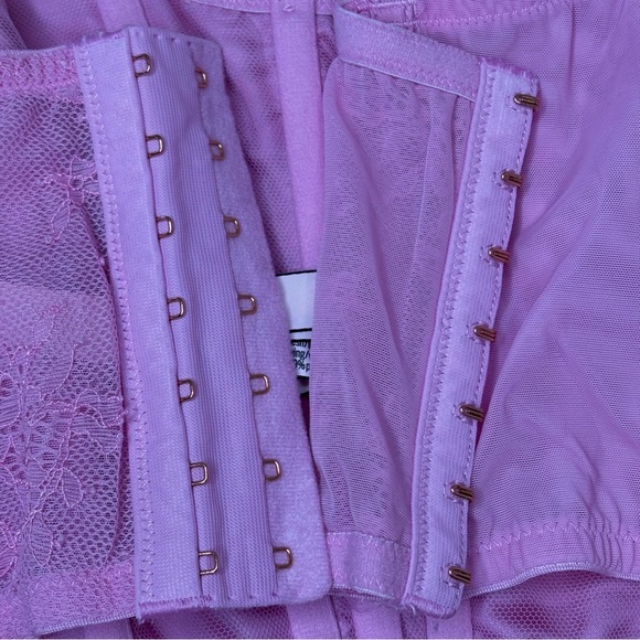 Victoria's Secret Dream Angels Lace Up Corset Top Lilac Chiffon Size M - DD - Picture 9 of 12